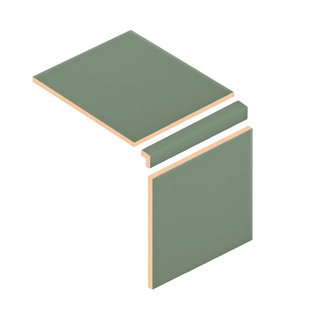 Colocación de Escuadra Cerámica 3x20 cm Color Verde Caqui Mate entre azulejos