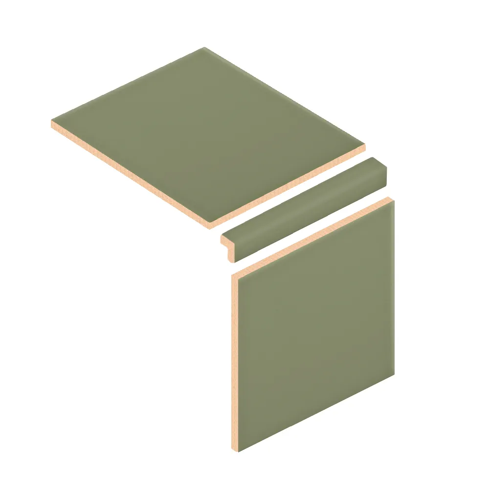 Colocación de Escuadra Cerámica 3x20 cm Color Verde Oliva Mate entre azulejos