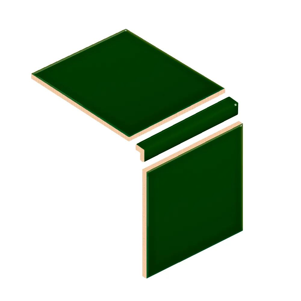 Colocación de Escuadra Cerámica 3x20 cm Color Verde Victoriano Brillo entre azulejos