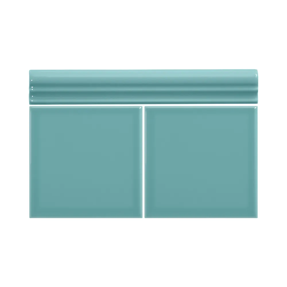 Colocación de Moldura Cerámica 3x20 cm Color Azul Océano Brillo entre azulejos