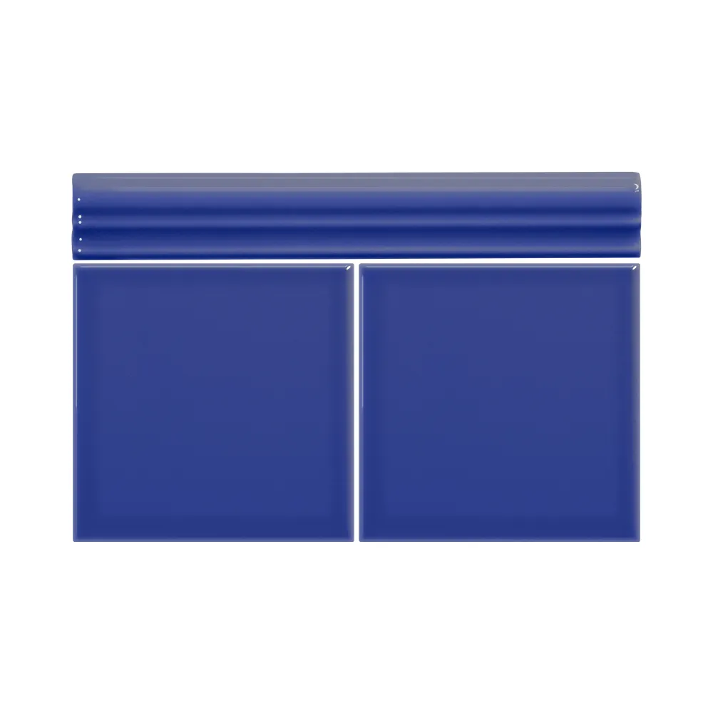 Colocación de Moldura Cerámica 3x20 cm Color Azul Oscuro Brillo entre azulejos