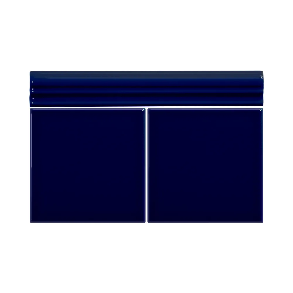 Colocación de Moldura Cerámica 3x20 cm Color Azul Victoriano Brillo entre azulejos