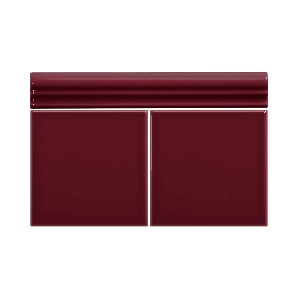 Colocación de Moldura Cerámica 3x20 cm Color Burdeos Brillo entre azulejos
