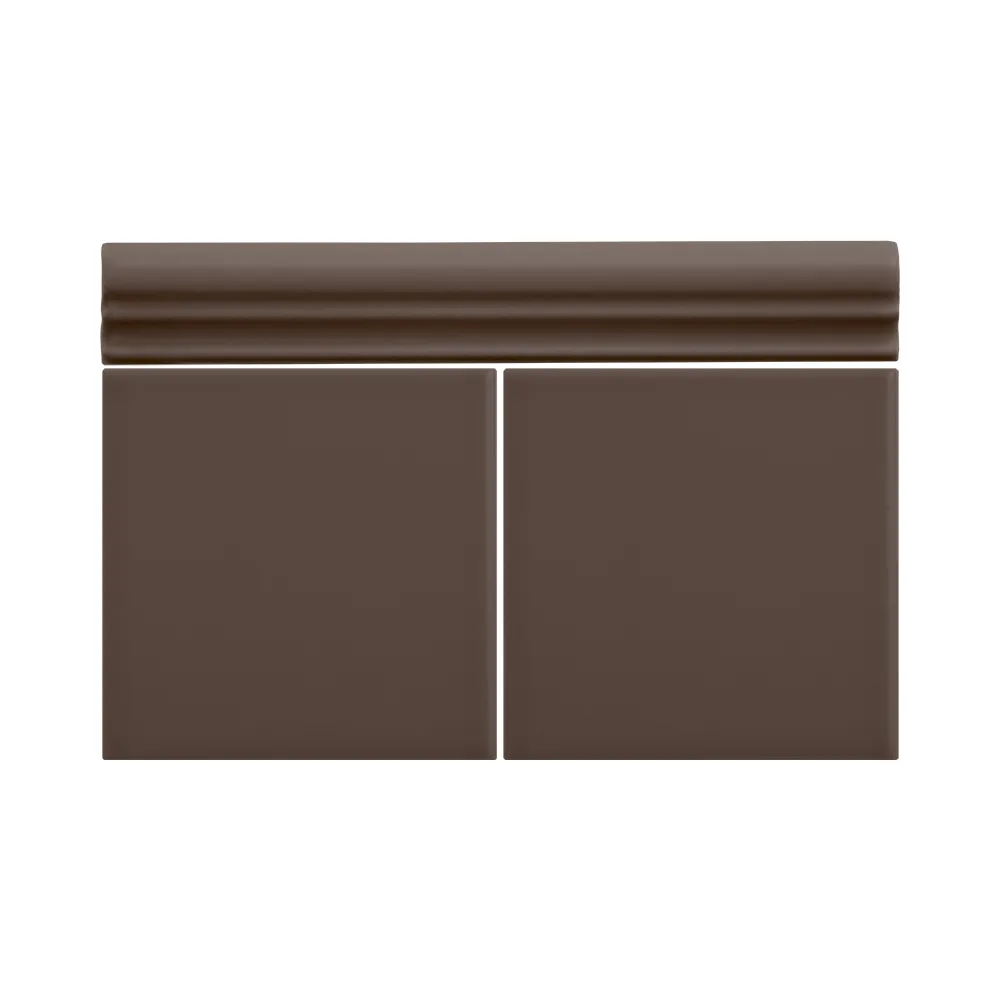 Colocación de Moldura Cerámica 3x20 cm Color Marrón Chocolate Mate entre azulejos