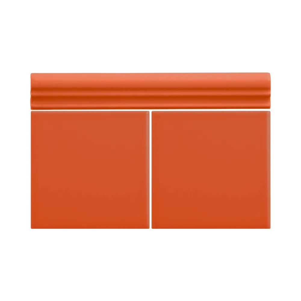 Colocación de Moldura Cerámica 3x20 cm Color Naranja Coral Mate entre azulejos