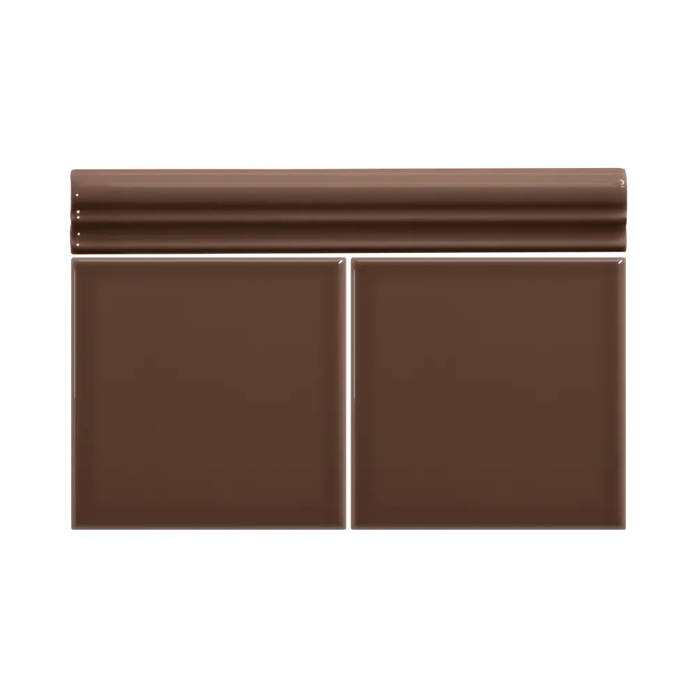 Colocación de Moldura Cerámica 3x20 cm Color Marrón Brillo entre azulejos