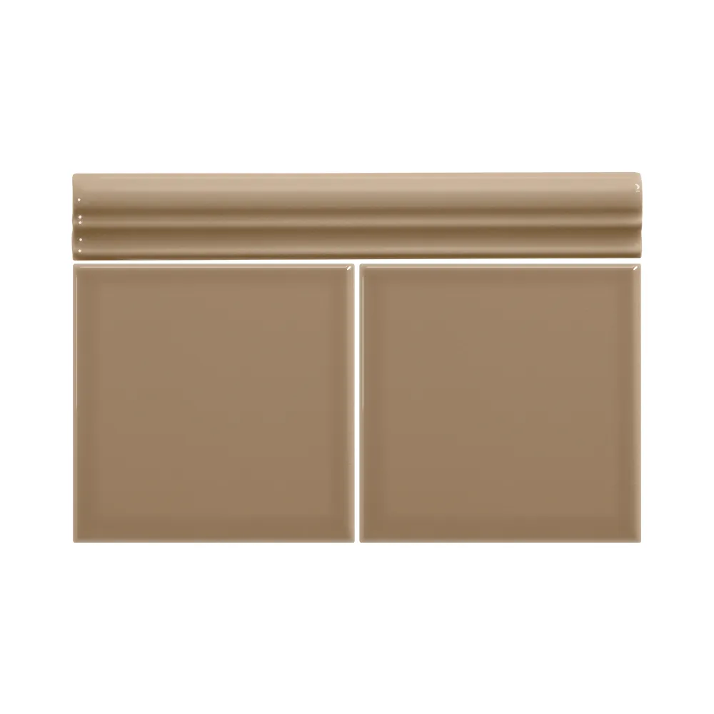Colocación de Moldura Cerámica 3x20 cm Color Marrón Champiñón Brillo entre azulejos