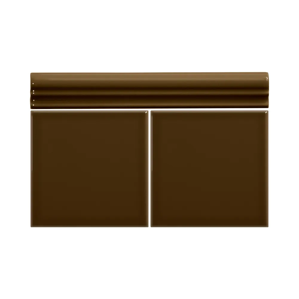 Colocación de Moldura Cerámica 3x20 cm Color Marrón Mocca Brillo entre azulejos