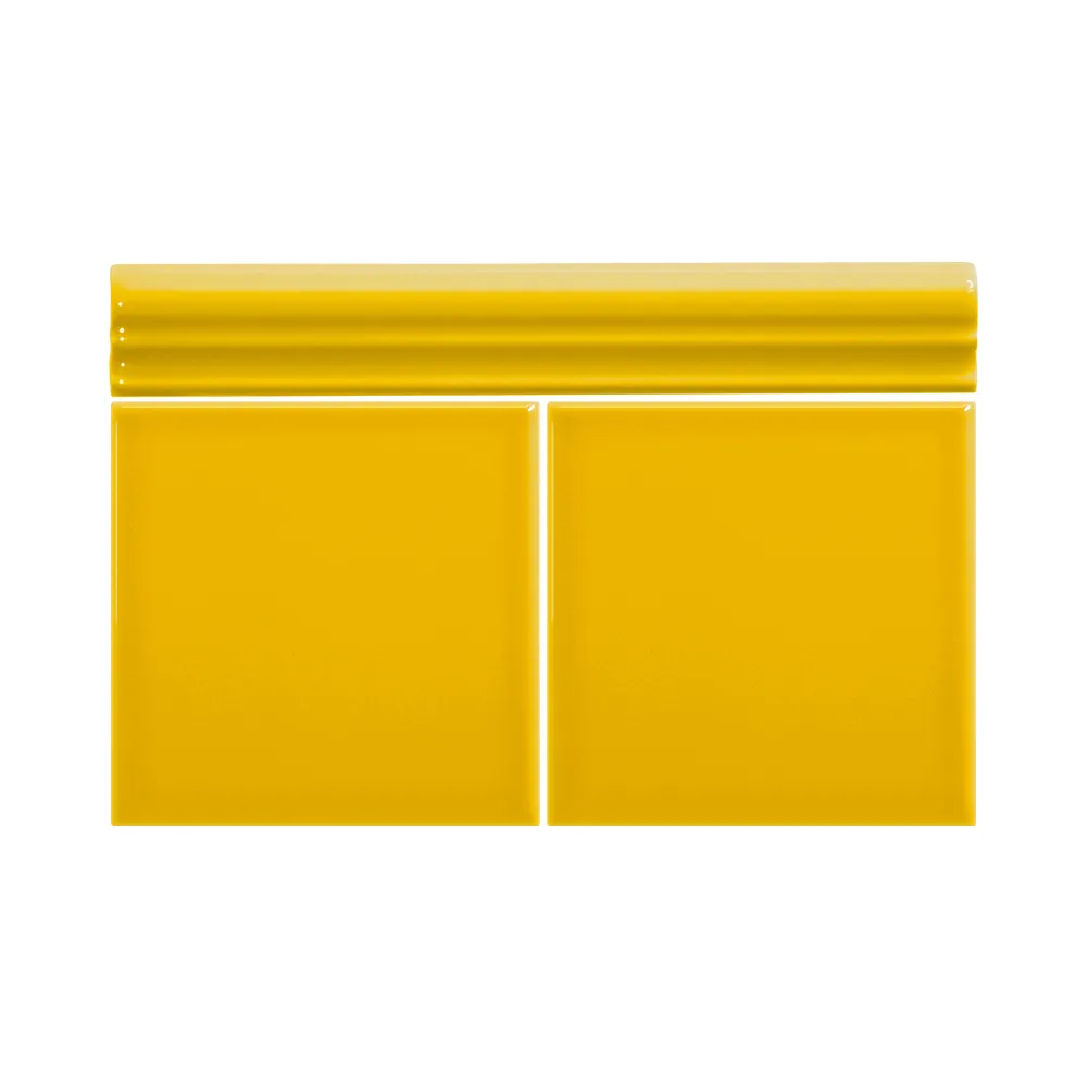 Colocación de Moldura Cerámica 3x20 cm Color Mostaza Brillo entre azulejos