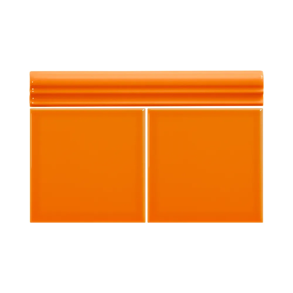 Colocación de Moldura Cerámica 3x20 cm Color Naranja Brillo entre azulejos