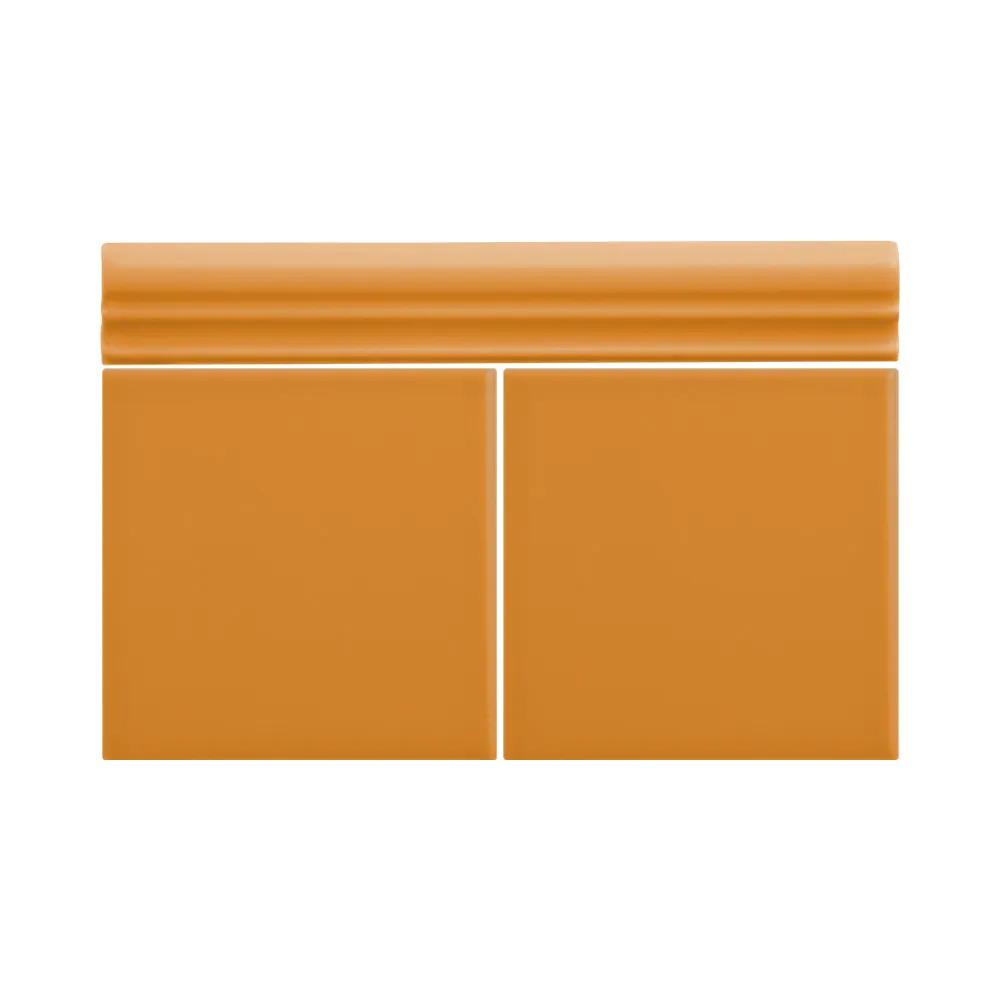 Colocación de Moldura Cerámica 3x20 cm Color Naranja Mango Mate entre azulejos