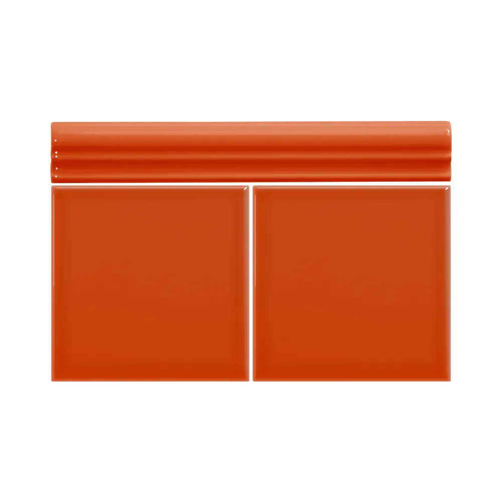 Colocación de Moldura Cerámica 3x20 cm Color Naranja Oscuro Brillo entre azulejos