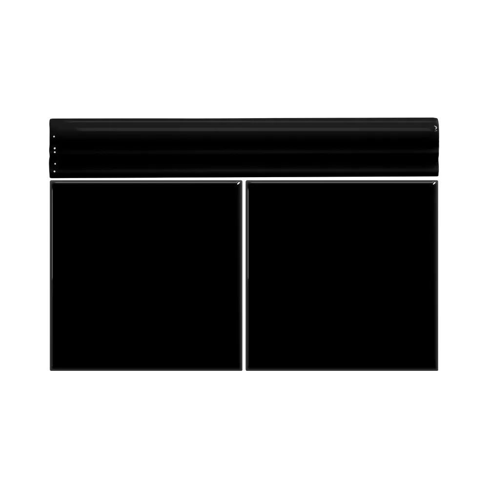 Colocación de Moldura Cerámica 3x20 cm Color Negro Brillo entre azulejos