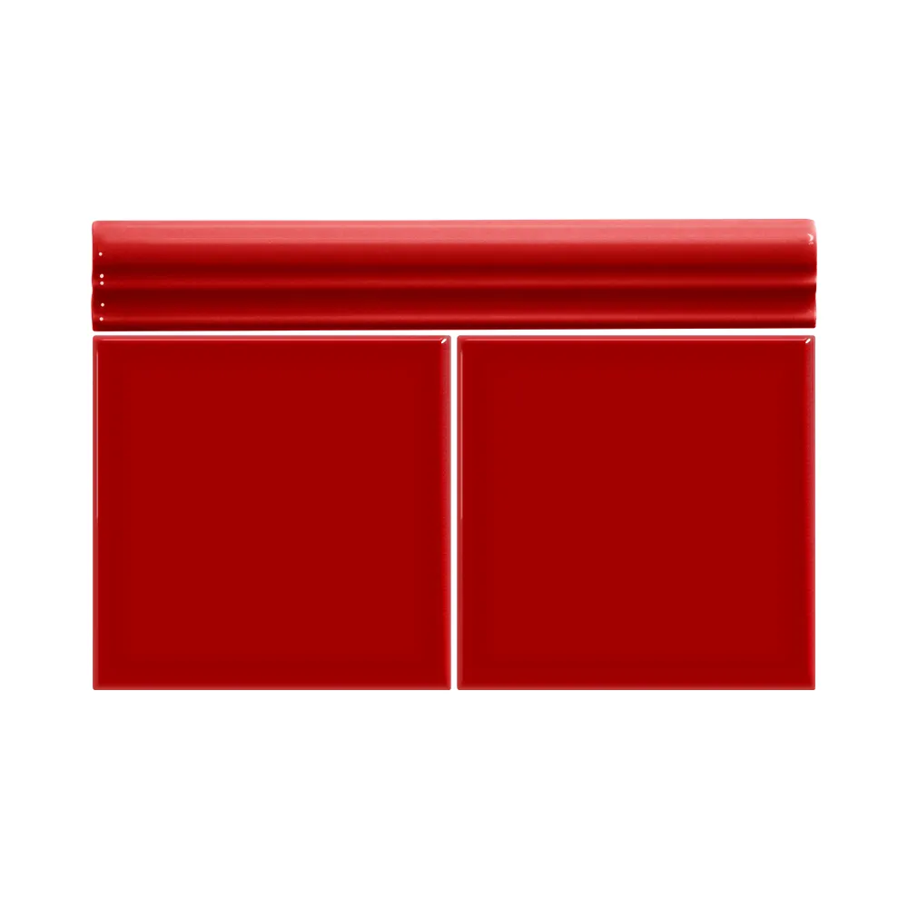 Colocación de Moldura Cerámica 3x20 cm Color Rojo Brillo entre azulejos