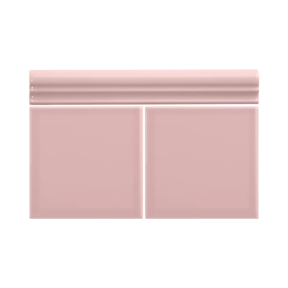 Colocación de Moldura Cerámica 3x20 cm Color Rosa Brillo entre azulejos