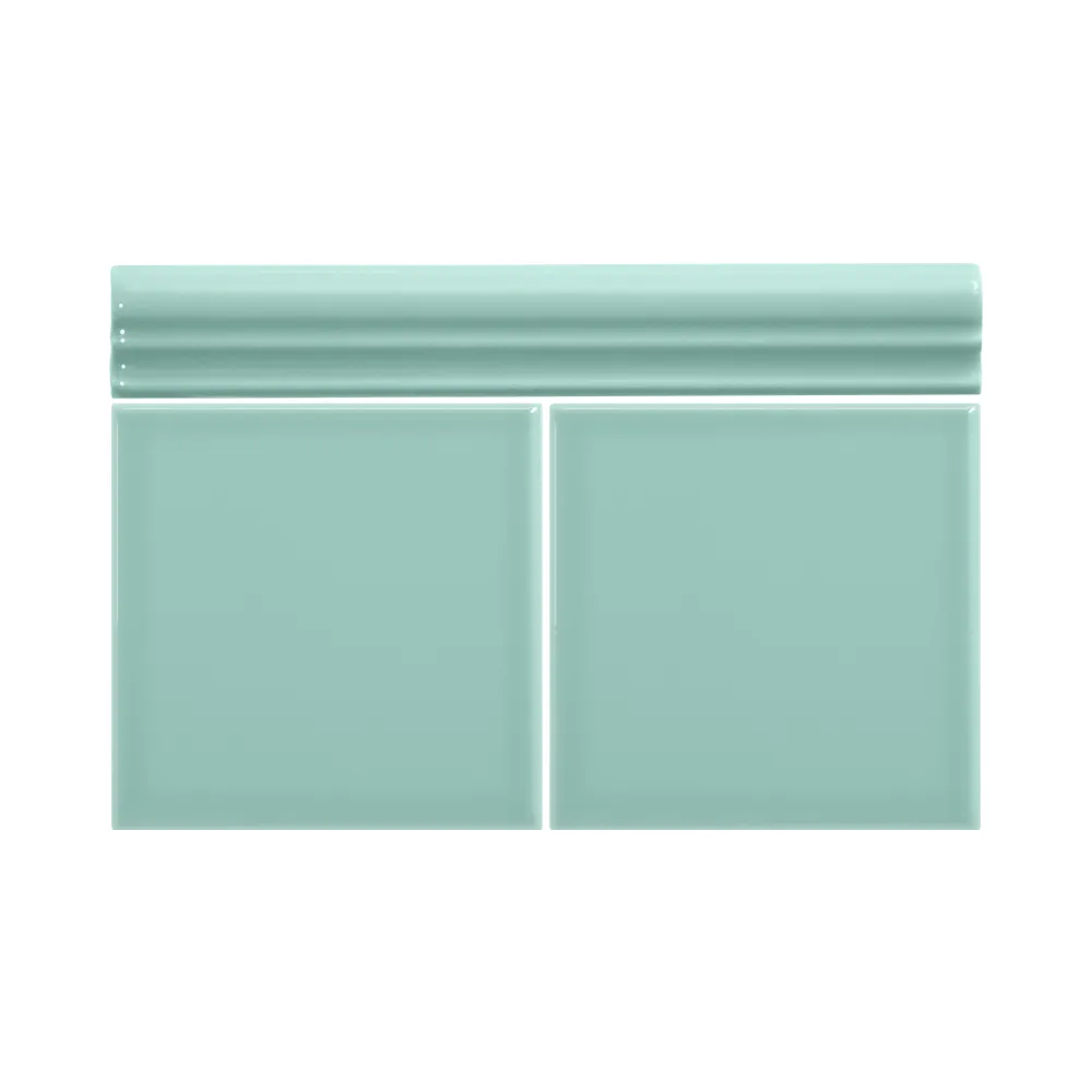 Colocación de Moldura Cerámica 3x20 cm Color Verde Agua Brillo entre azulejos