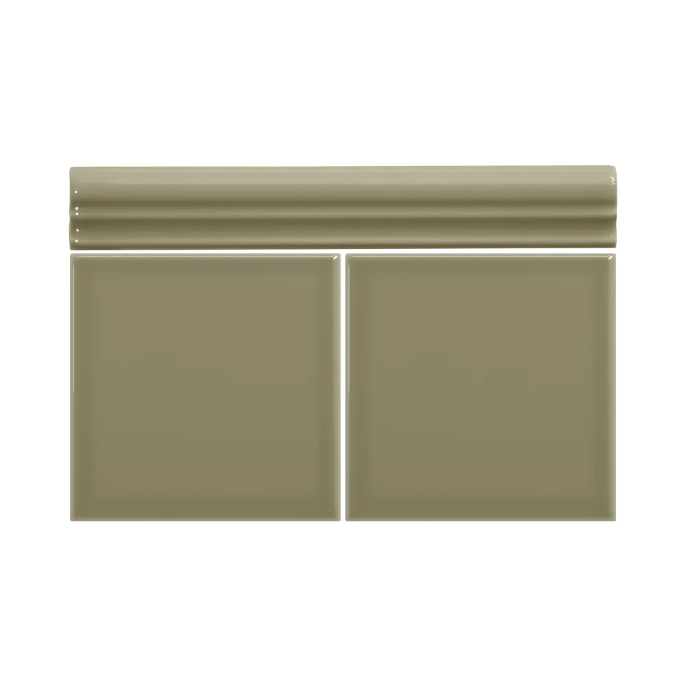 Colocación de Moldura Cerámica 3x20 cm Color Verde Brillo entre azulejos