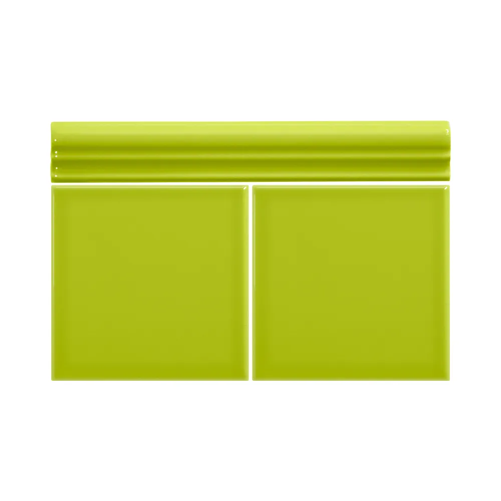 Colocación de Moldura Cerámica 3x20 cm Color Verde Musgo Brillo entre azulejos