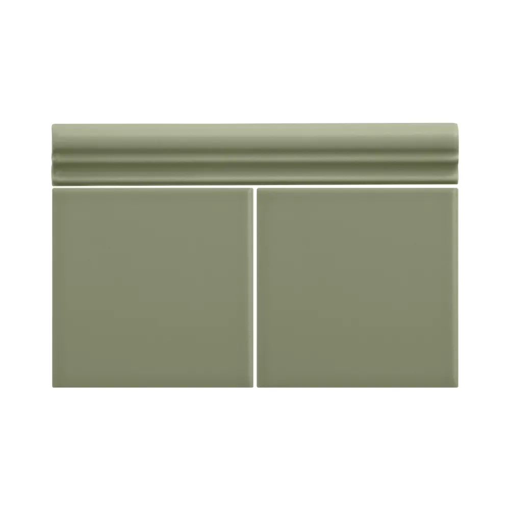 Colocación de Moldura Cerámica 3x20 cm Color Verde Oliva Mate entre azulejos