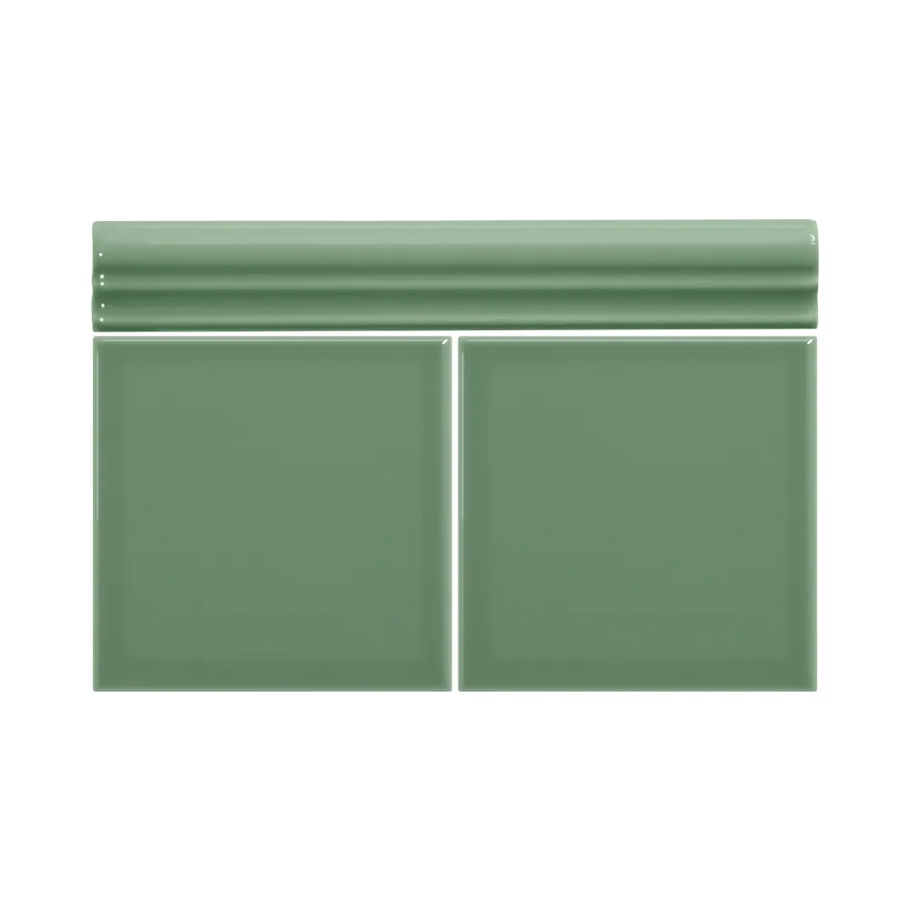 Colocación de Moldura Cerámica 3x20 cm Color Verde Oscuro Brillo entre azulejos