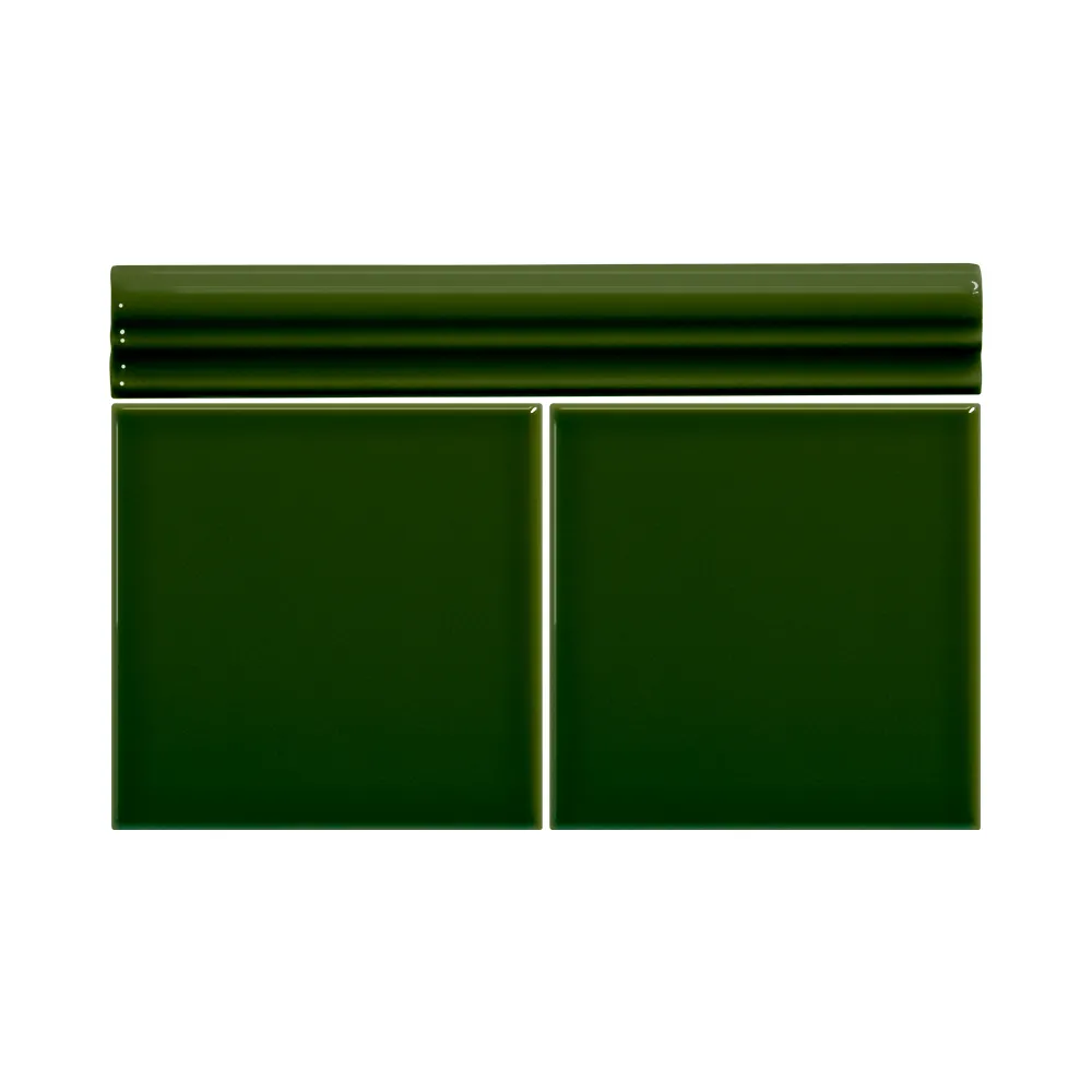 Colocación de Moldura Cerámica 3x20 cm Color Verde Victoriano Brillo entre azulejos