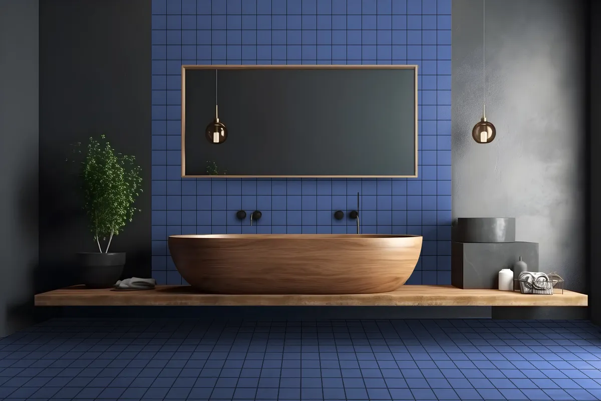 Ambiente alicatado con Full Body 10x10 Color Azul Marino