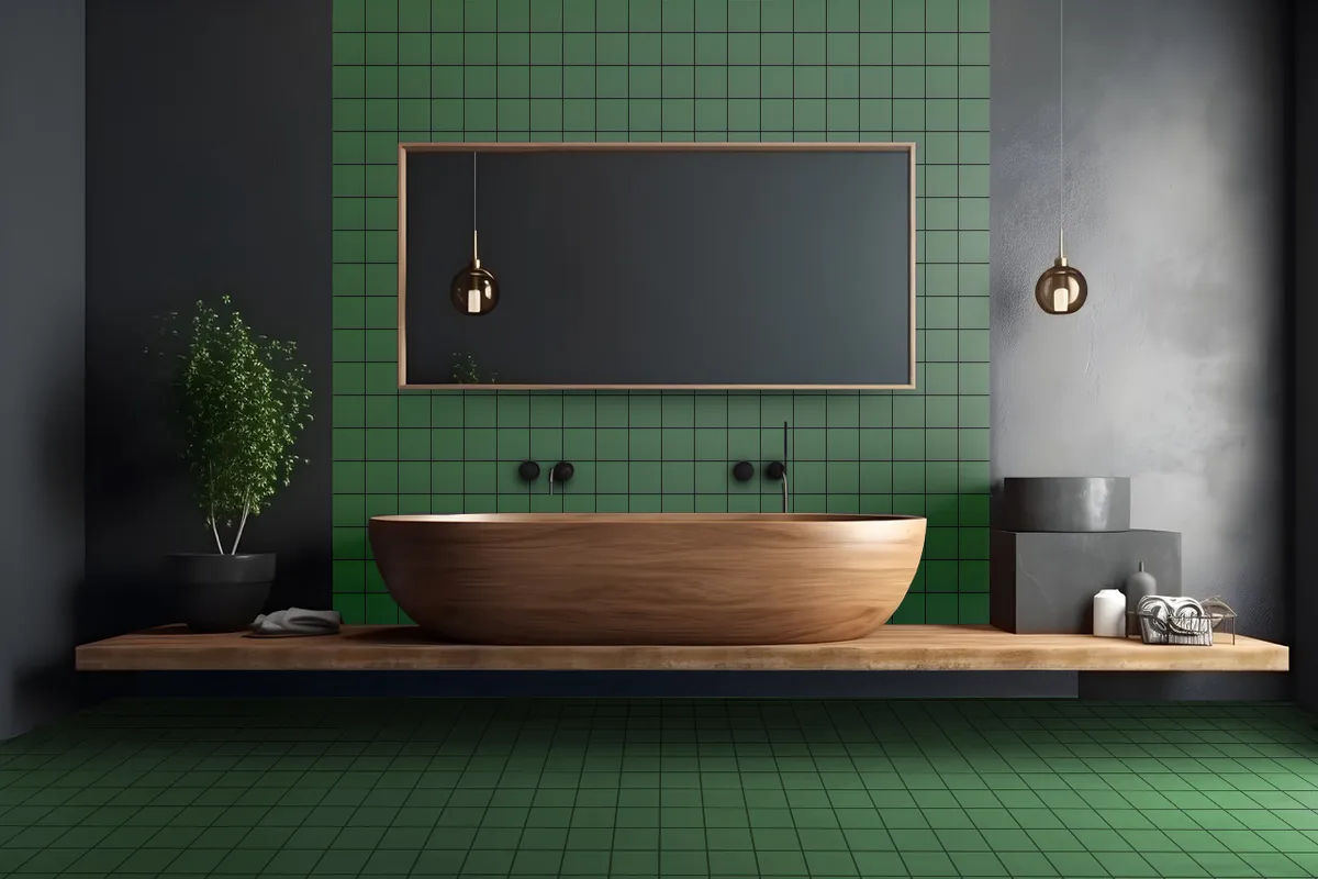Ambiente alicatado con Full Body 10x10 Color Verde