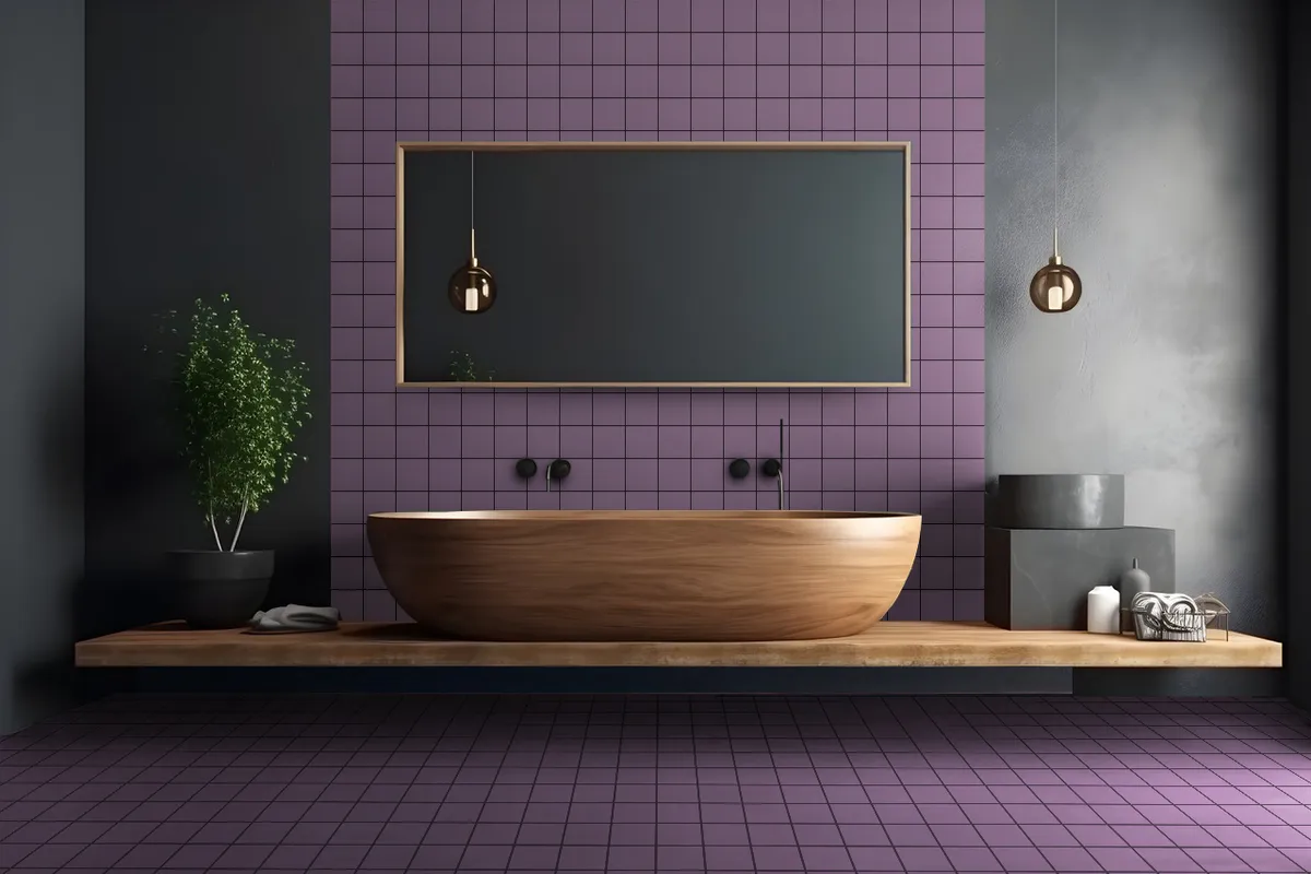 Ambiente alicatado con Full Body 10x10 Color Violeta