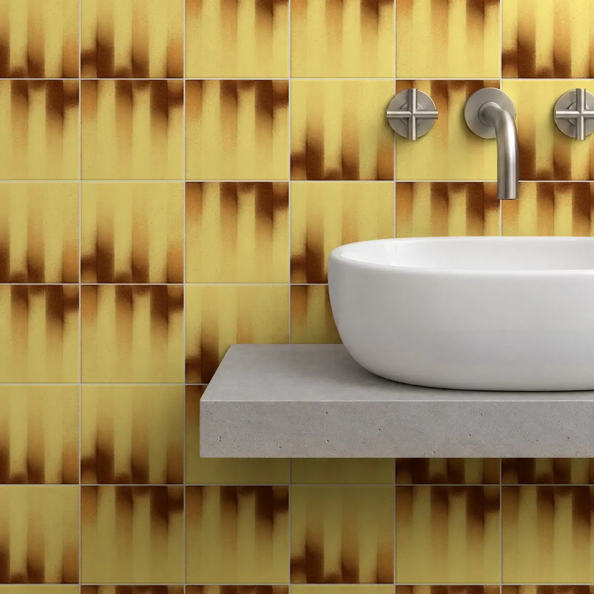 Baño alicatado con Azulejo Fumé 10x10 Amarillo Claro Brillo