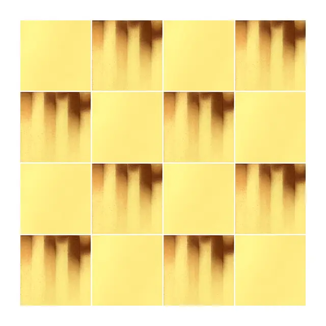 Ejemplo 3 de colocación: Azulejo Fumé 10x10 Amarillo Claro Brillo alternado en damero con Azulejo 10x10 Liso Brillo Color Amarillo Claro
