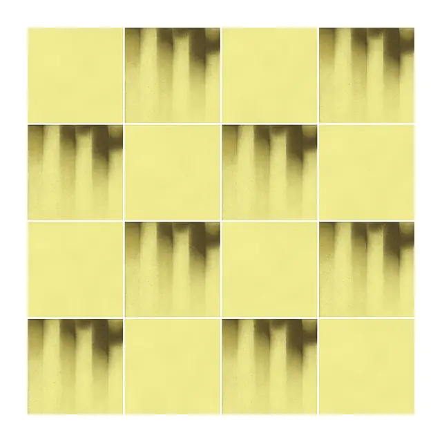 Ejemplo 3 de colocación: Azulejo Fumé 10x10 Amarillo Limón Mate alternado en damero con Azulejo 10x10 Liso Mate Color Amarillo Limón