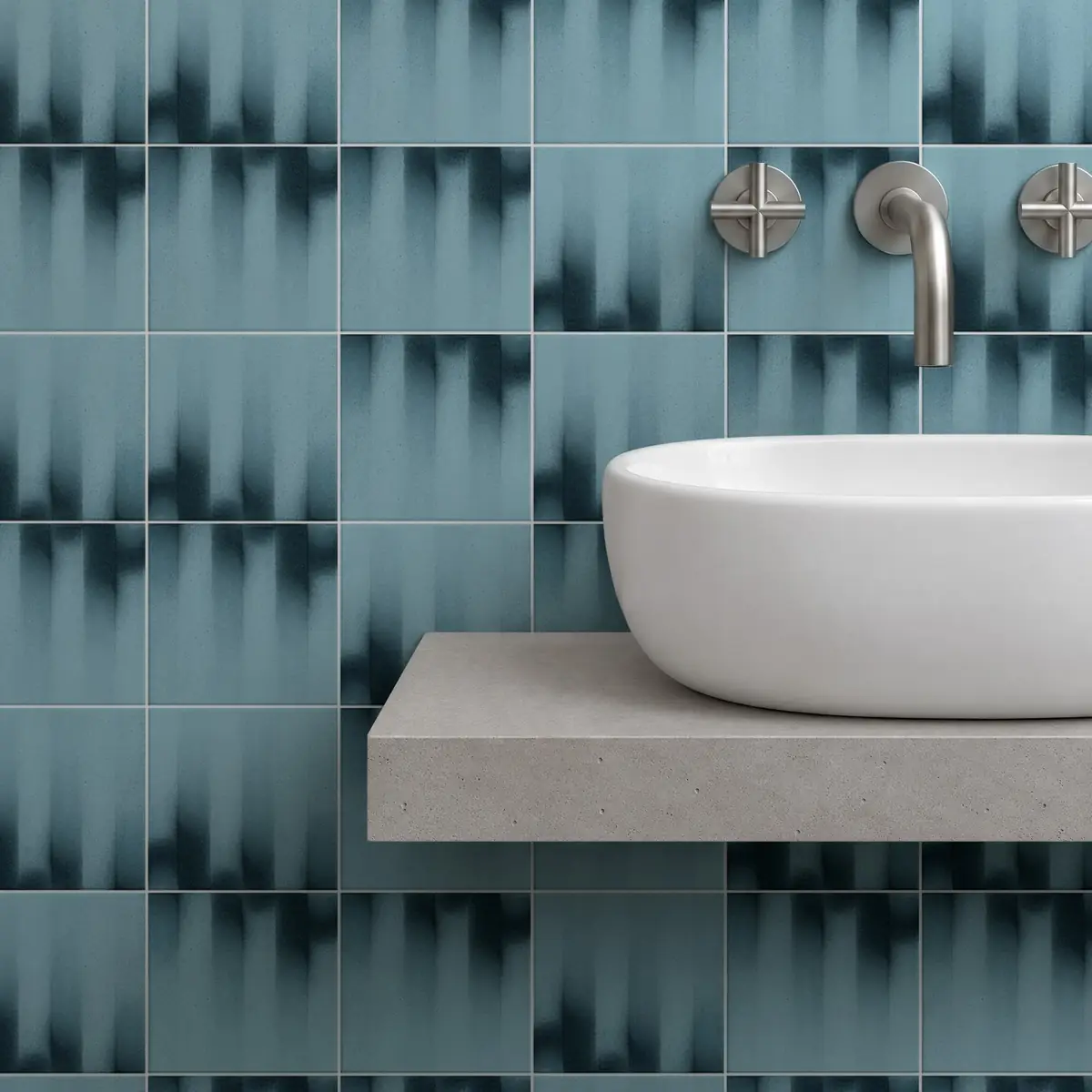 Baño alicatado con Azulejo Fumé 10x10 Azul Bebé Brillo