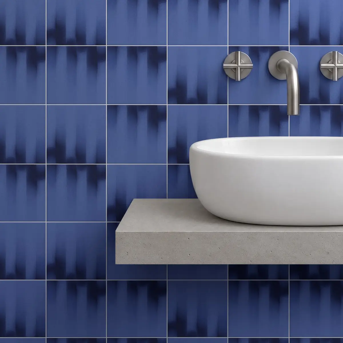 Baño alicatado con Azulejo Fumé 10x10 Azul Marino Mate