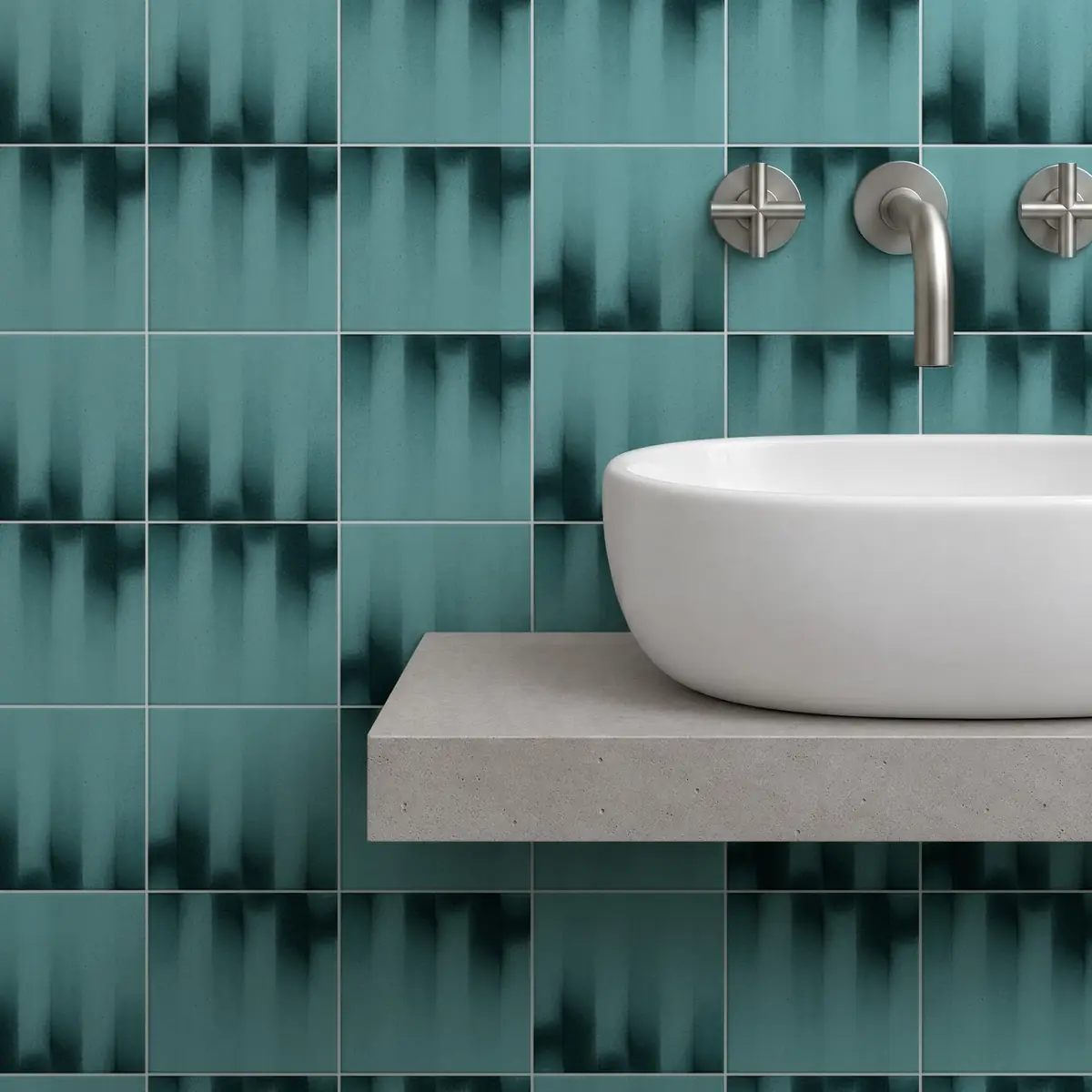 Baño alicatado con Azulejo Fumé 10x10 Azul Océano Brillo