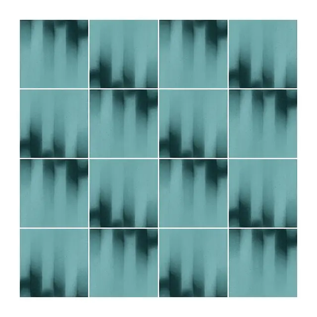 Ejemplo 2 de colocación de Azulejo Fumé 10x10 Azul Océano Brillo