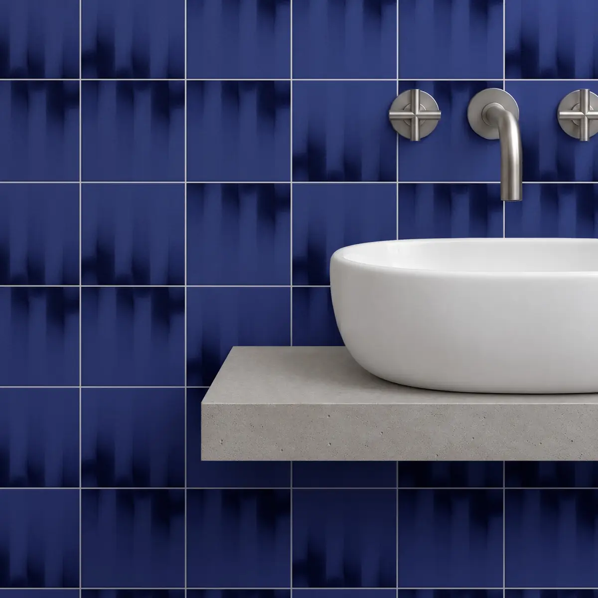 Baño alicatado con Azulejo Fumé 10x10 Azul Oscuro Brillo