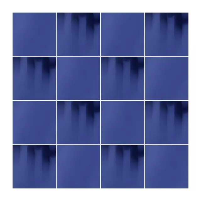Ejemplo 3 de colocación: Azulejo Fumé 10x10 Azul Oscuro Brillo alternado en damero con Azulejo 10x10 Liso Brillo Color Azul Oscuro