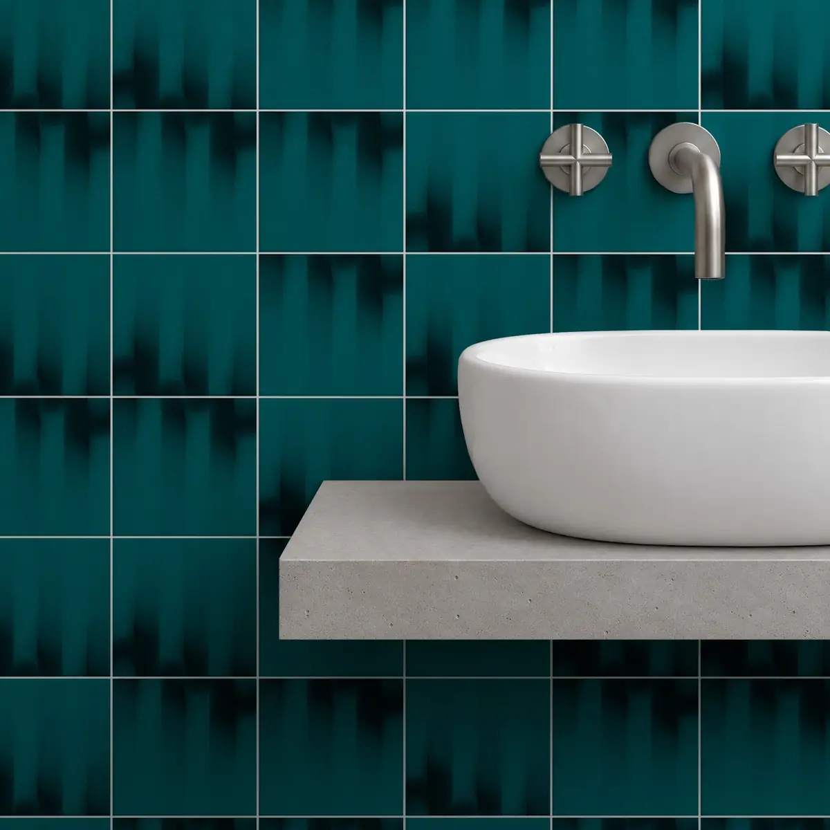 Baño alicatado con Azulejo Fumé 10x10 Azul Turquesa Brillo