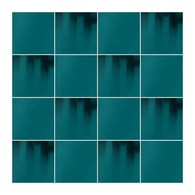 Ejemplo 3 de colocación: Azulejo Fumé 10x10 Azul Turquesa Brillo alternado en damero con Azulejo 10x10 Liso Brillo Color Azul Turquesa