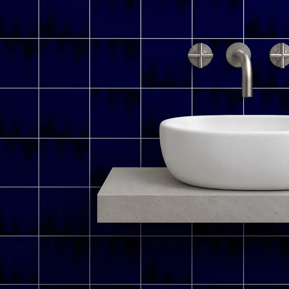 Baño alicatado con Azulejo Fumé 10x10 Azul Victoriano Brillo