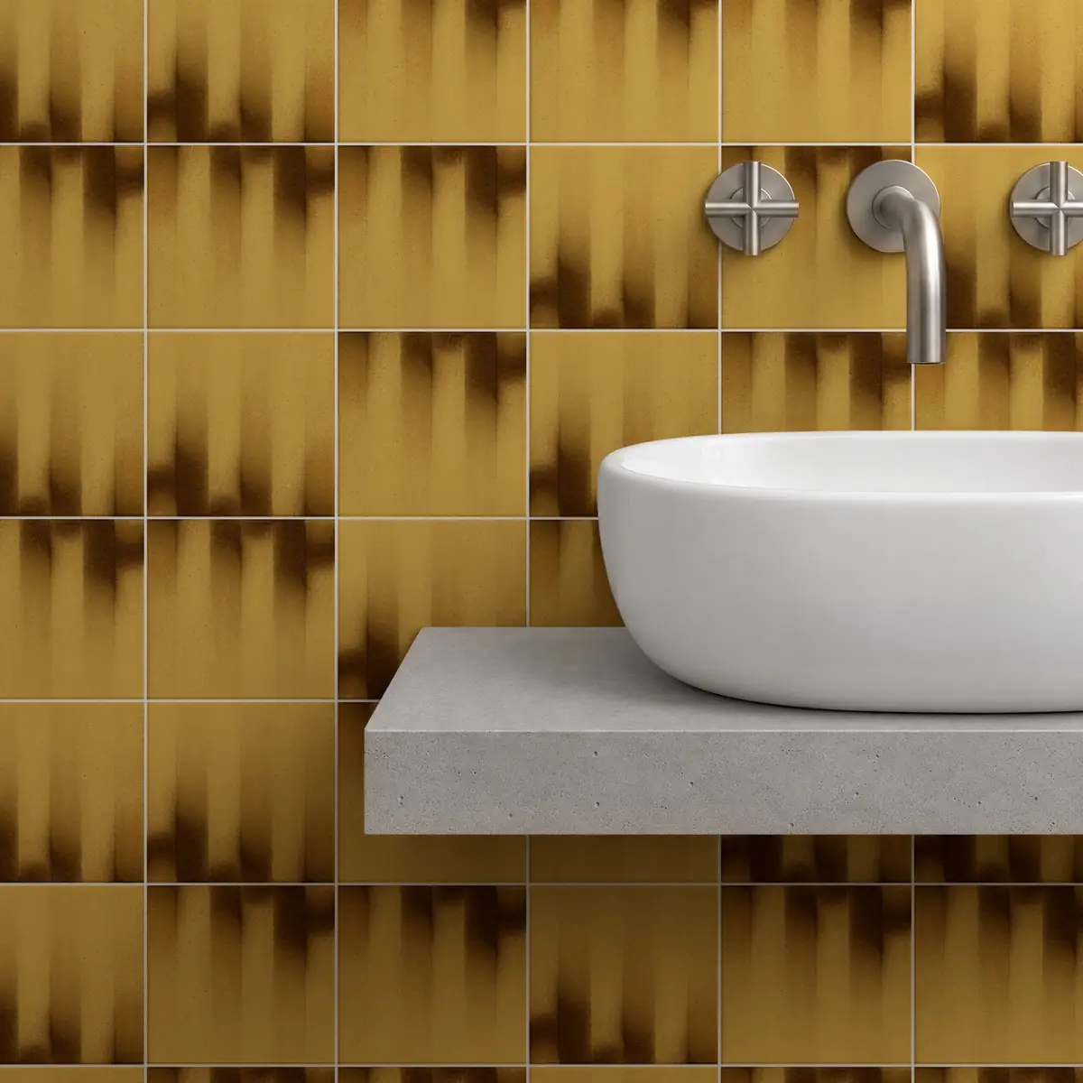 Baño alicatado con Azulejo Fumé 10x10 Beige Brillo