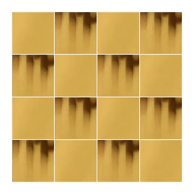 Ejemplo 3 de colocación: Azulejo Fumé 10x10 Beige Brillo alternado en damero con Azulejo 10x10 Liso Brillo Color Beige