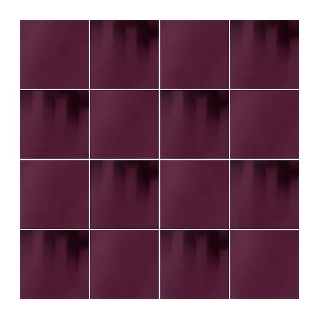 Ejemplo 3 de colocación: Azulejo Fumé 10x10 Berenjena Brillo alternado en damero con Azulejo 10x10 Liso Brillo Color Berenjena