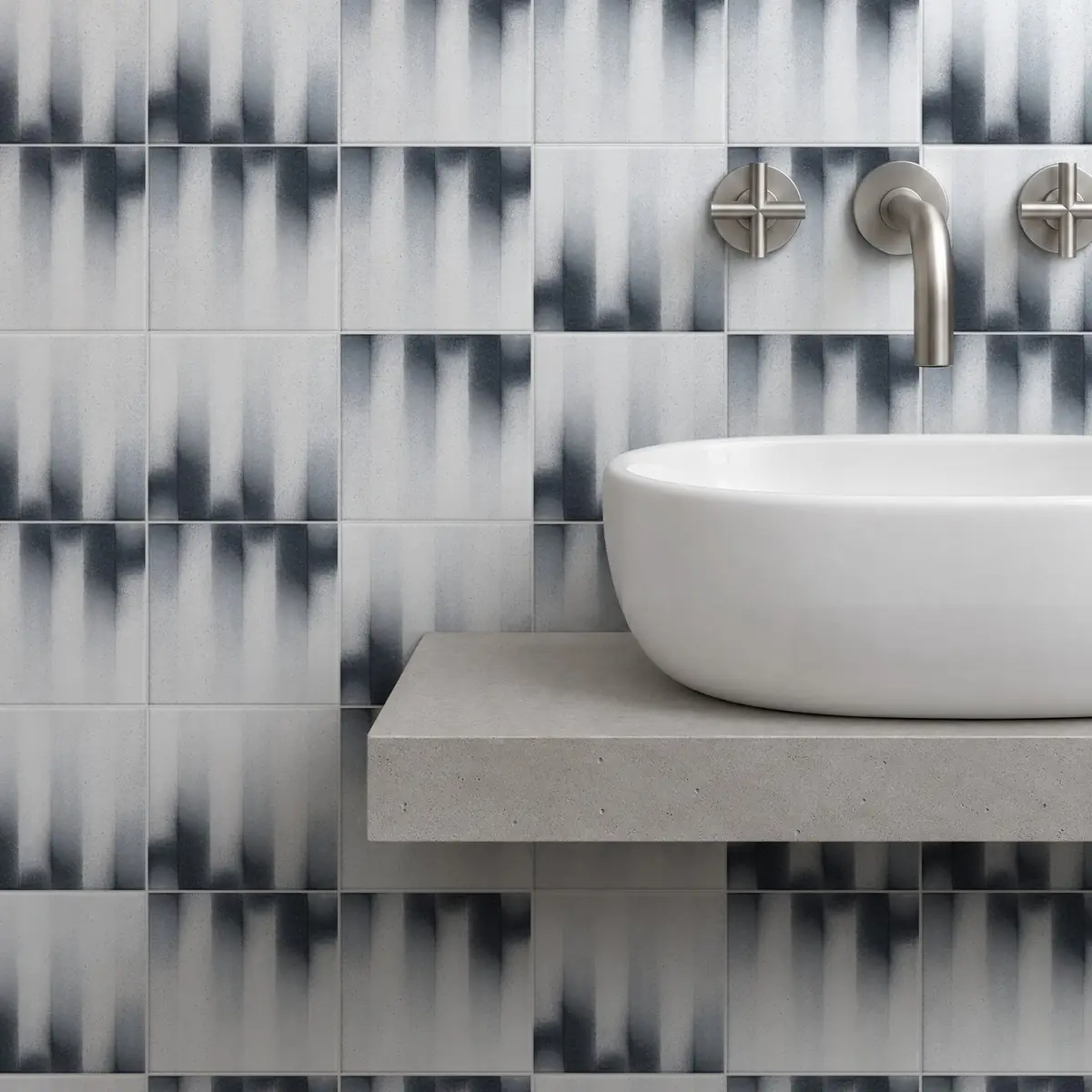 Baño alicatado con Azulejo Fumé 10x10 Blanco Brillo