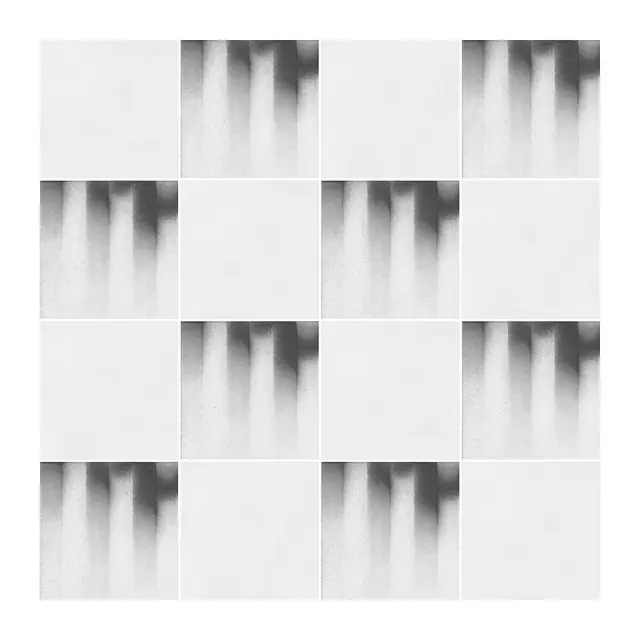 Ejemplo 3 de colocación: Azulejo Fumé 10x10 Blanco Mate alternado en damero con Azulejo 10x10 Liso Mate Color Blanco