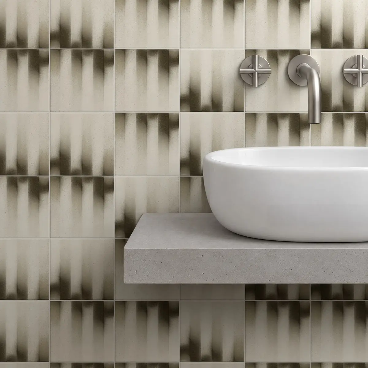 Baño alicatado con Azulejo Fumé 10x10 Crema Brillo