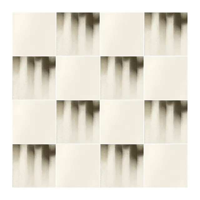 Ejemplo 3 de colocación: Azulejo Fumé 10x10 Crema Brillo alternado en damero con Azulejo 10x10 Liso Brillo Color Crema