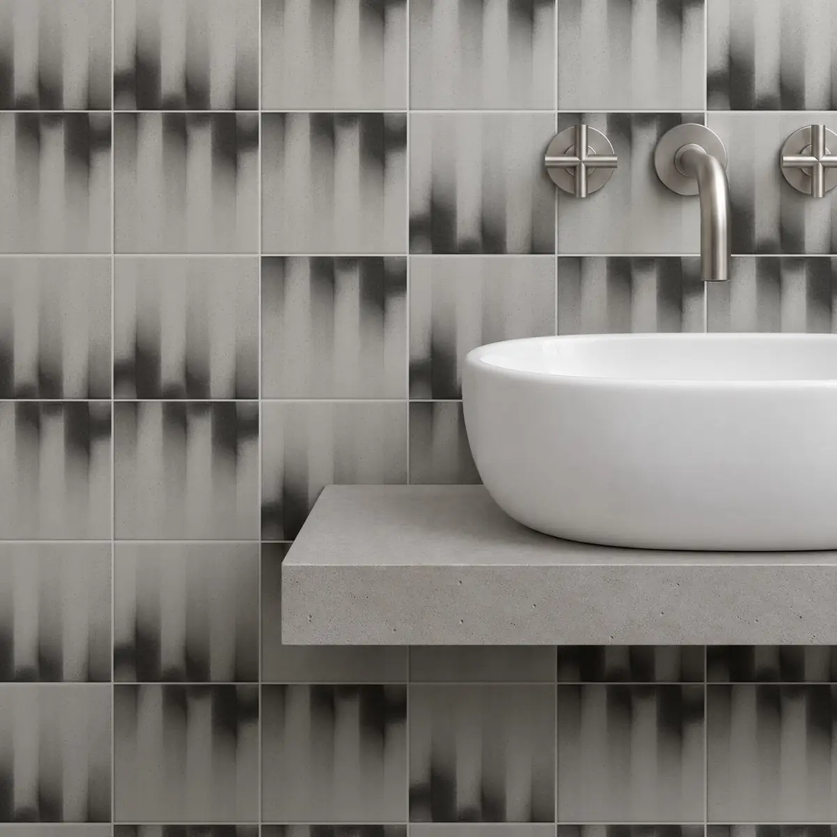 Baño alicatado con Azulejo Fumé 10x10 Gris Ceniza Mate