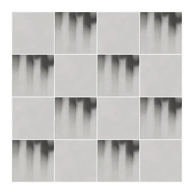Ejemplo 3 de colocación: Azulejo Fumé 10x10 Gris Ceniza Mate alternado en damero con Azulejo 10x10 Liso Mate Color Gris Ceniza