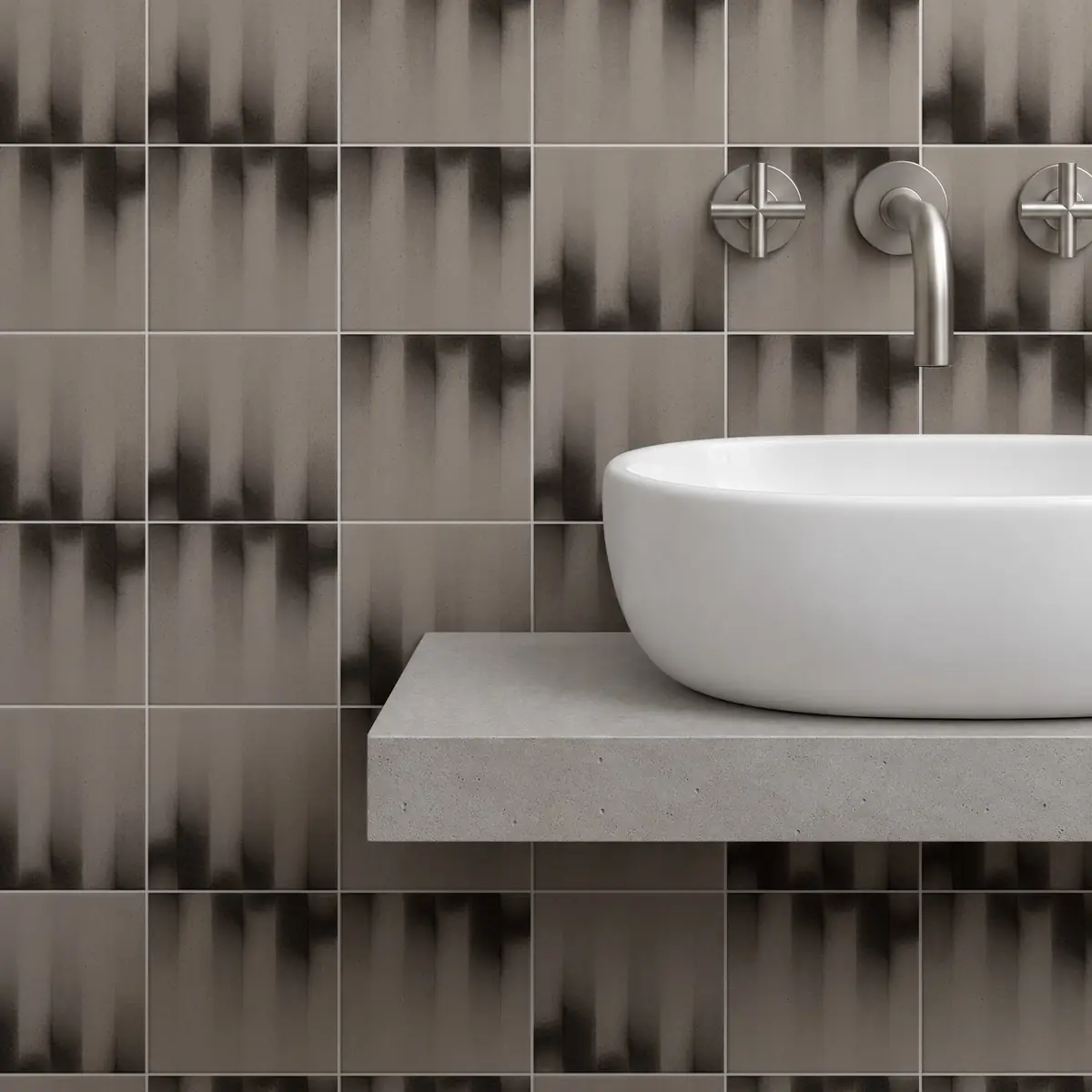 Baño alicatado con Azulejo Fumé 10x10 Gris Claro Brillo